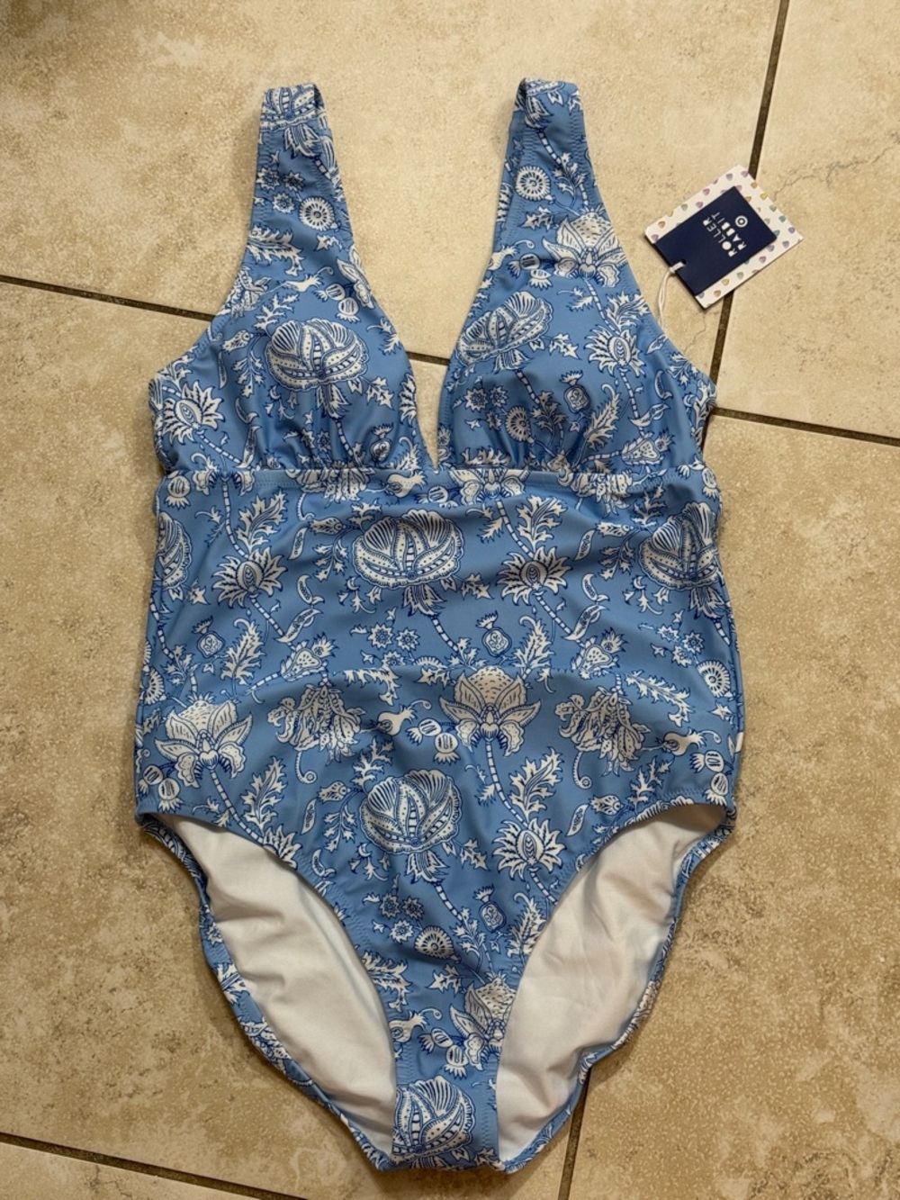 Roller Rabbit - Women's Floral Vines Empire Waist One Piece Swim medium new